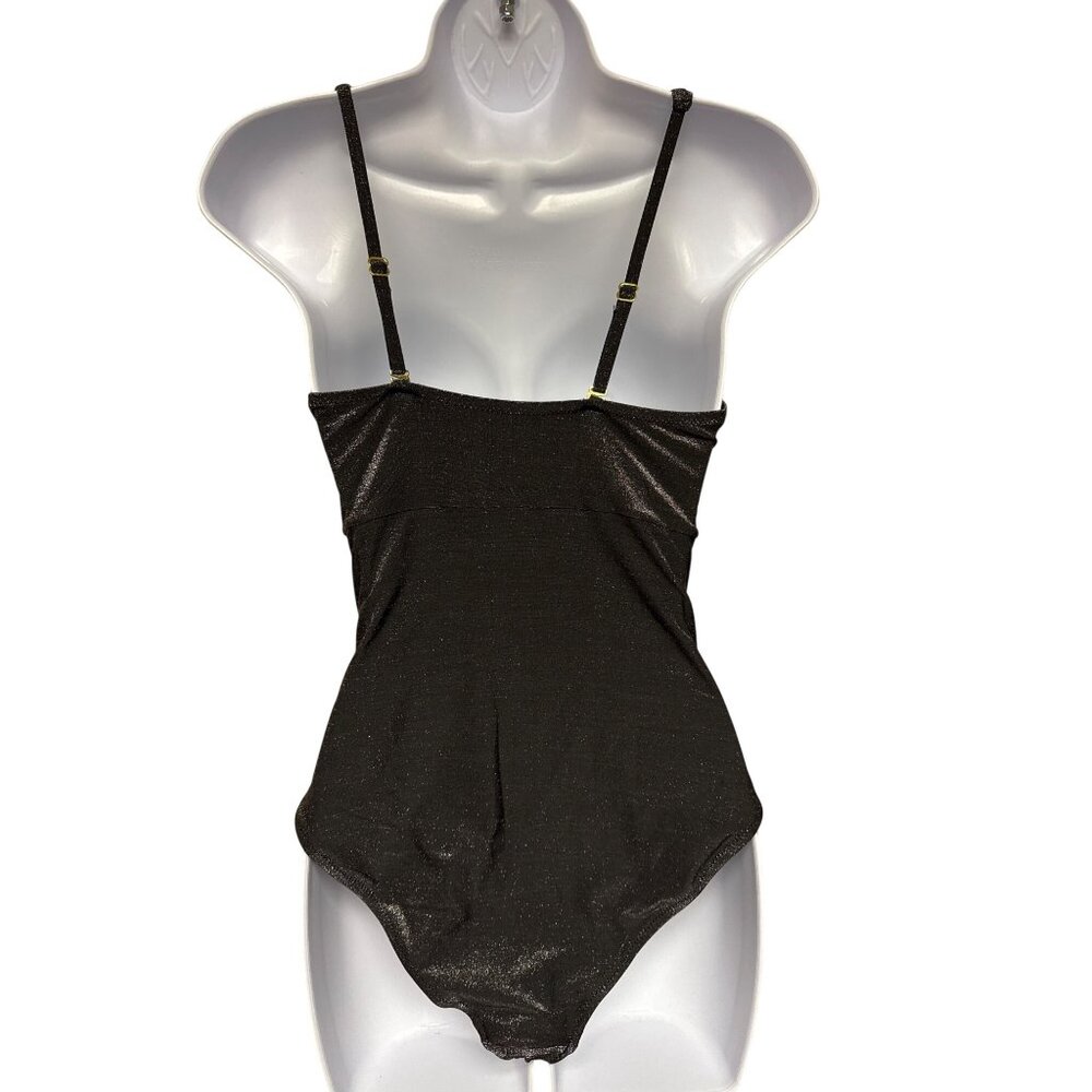 Robert Graham Swimsuit One Piece Women's Size 8 Black Metallic Sleek Designer - Picture 6 of 12